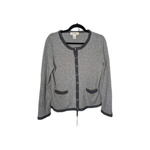 Peck & Peck Gray Lady Cardigan Wool Cashmere Classic Preppy L